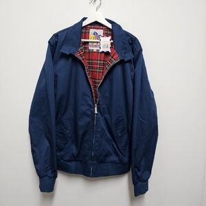 Harrington Jacket Navy Blue Tartan Plaid Lining Men’s Size XXL NWT